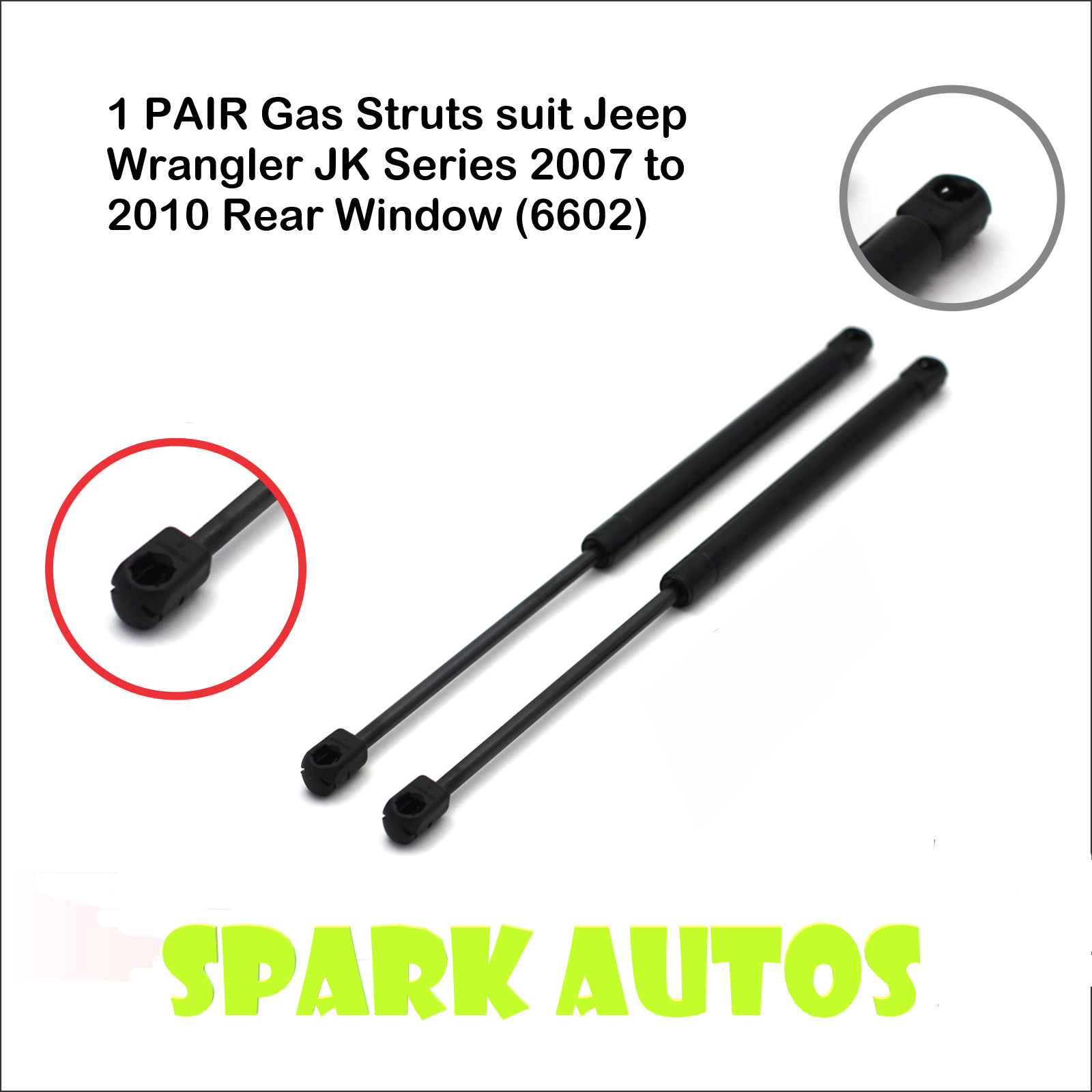 1 PAIR Gas Struts suit Jeep Wrangler JK Series Rear Window (6602) gas stays  lift supports - Kapco