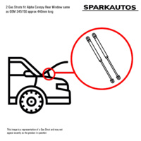 2 Gas Struts fit Alpha Canopy Rear Window same as OEM 345150 approx 440mm long