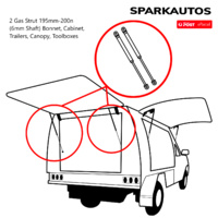 Qty(2) Gas Struts for Trailer Box Caravans Camper Canopy 380MM Long 200 Newton